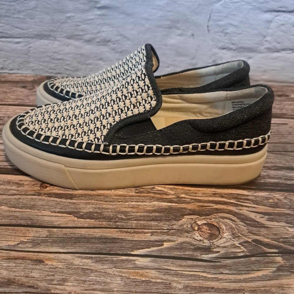 Dolce Vita Saydi Woven Platform Slip On Sneaker Black Cream Whipstitch Loafer 8M